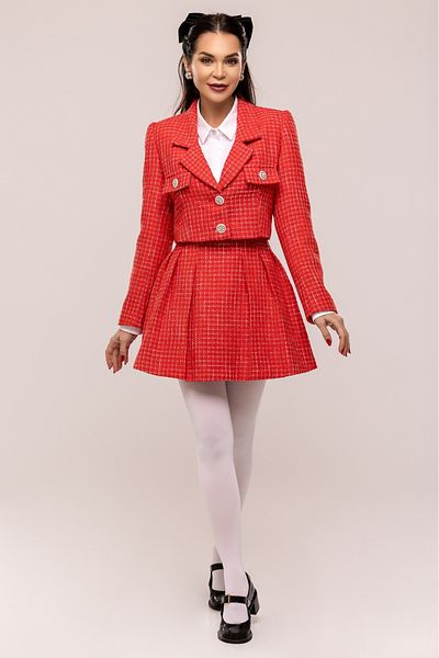 Atmosphere Fashion Red pleated skirt made of loops