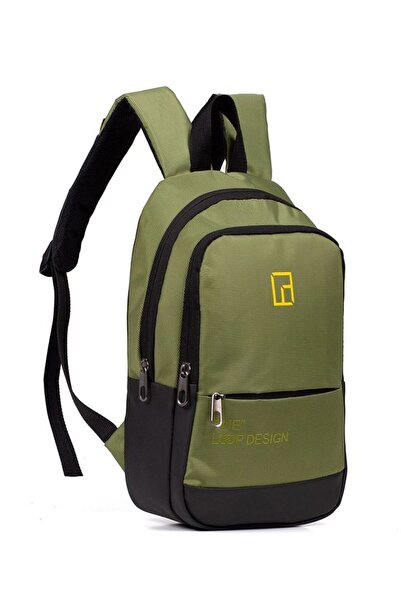 Wish BF Unisex Mini Backpack - Water Resistant |   Khaki Multi-Compartment School Bag