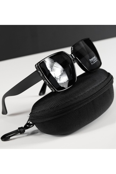 4desire.ro Ochelari de soare polarizați pentru femei cu protecție UV400, rame elegante, negru lucios