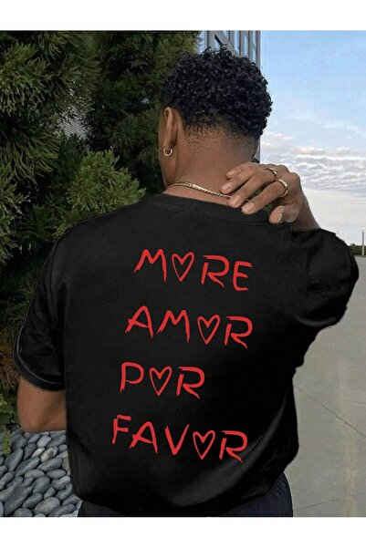 SVART WEAR Tricou More Amor Por Favor Written cu imprimeu supradimensionat tr...