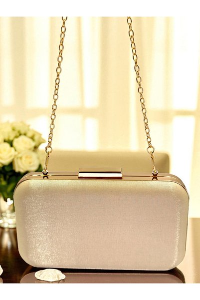 MidStore Skin Nude Color Glitter Satin Women's Evening Dress Bag