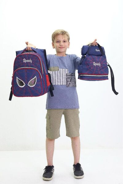 Petra Moda حقيبة مدرسية للرجال مطبوعة بسرعة وحقيبة غداء حرارية وحامل أقلام (م...