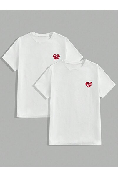 SVART WEAR Ζευγάρι oversized Μπλουζάκια Ζευγάρι Μπλουζάκια Συνδυασμός Ζευγάρι Ασορτί Love you heart με τύπωμα ΤΙΜΗ ΜΟΝΟΥ