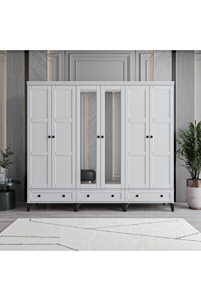 MONZIO Karin 6 Kapaklı Çekmeceli Gardırop %100 MDF