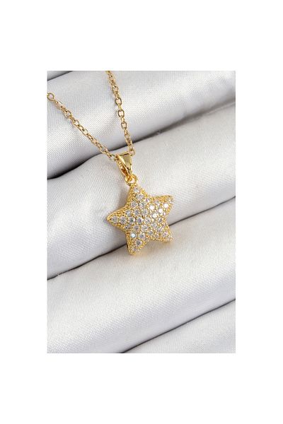 Skygo 316L Steel Zircon Stone Star Model Gold Color Women's Necklace - Tj-Bko10351