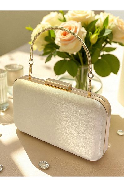 Biçanta Skin Nude Color Glitter Satin Γυναικείο βραδινό φόρεμα Τσάντα Γάμος Αρραβώνας Αποφοίτηση