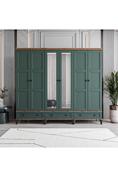 MONZIO Karin 6 Kapaklı Çekmeceli Gardırop %100 MDF