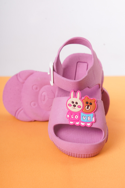 Craftique Pembe Kız Çocuk Terlik Sandalet Kaydırmaz Tabanlı Hayvan Resimli Kreş Havuz Günlük Ayakkabı