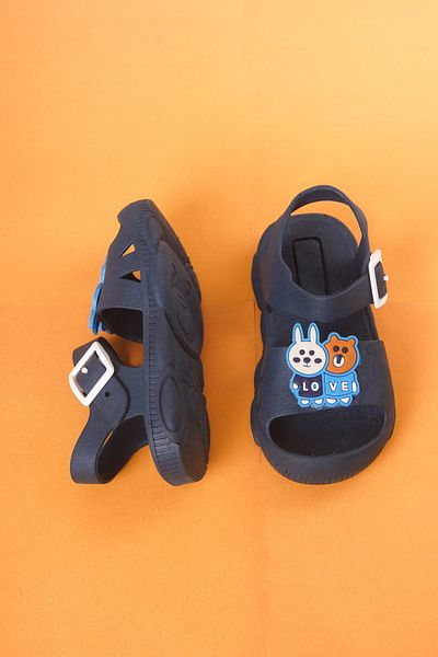 Craftique Navy Blue Boy's Slippers Sandals Non-Slip Soled Animal Picture Nursery Pool Daily Shoes