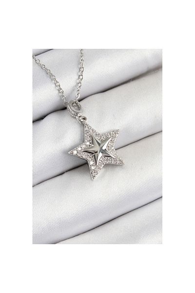 Skygo 316L Steel Zircon Stone Star Model Silver Color Women's Necklace - Tj-Bko10358