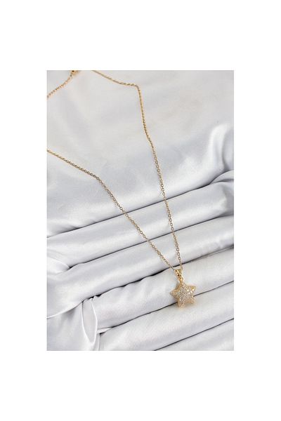 Skygo 316L Steel Zircon Stone Star Model Gold Color Women's Necklace - Tj-Bko10351