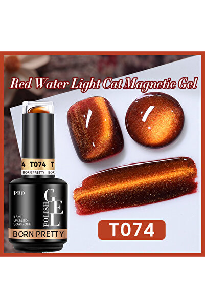 Born Pretty Red Water Light Cat Eye/Kırmızı Su Işıltılı Kedi Gözü Kalıcı Oje(...