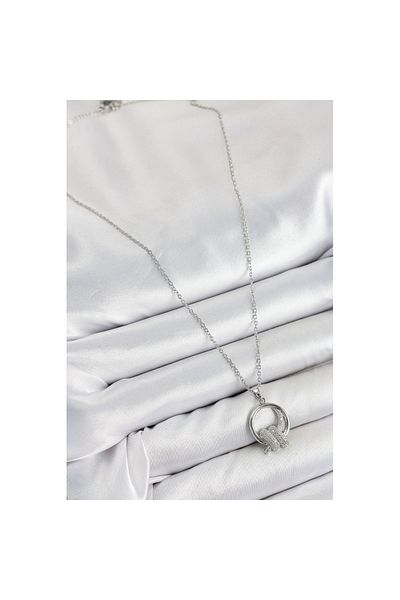Skygo 316L Steel Zircon Stone Knot Model Silver Color Women's Necklace - Tj-Bko10350