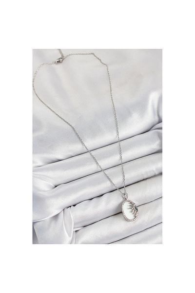 Skygo 316L Steel Zircon Stone Half Sun Model Silver Color Women's Necklace - Tj-Bko10344