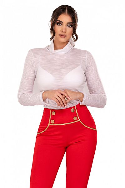 Atmosphere Fashion White striped turtleneck