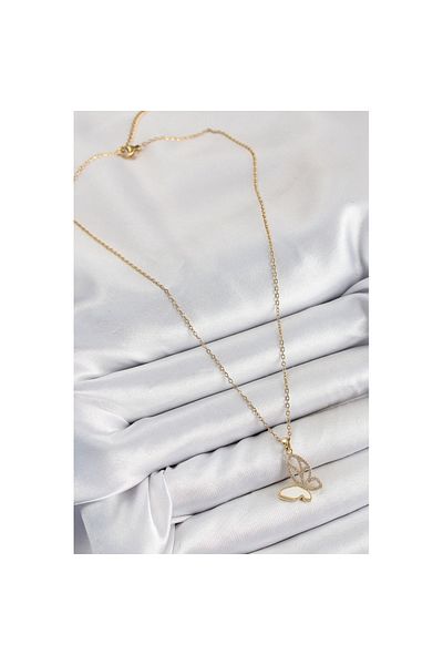 Skygo 316L Steel Zircon Stone Butterfly Model Gold Color Women's Necklace - Tj-Bko10359