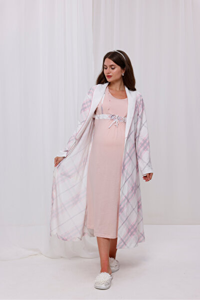 Yulem Homewear Set de 2 cămăși de noapte pentru maternitate, din bumbac, cu m...