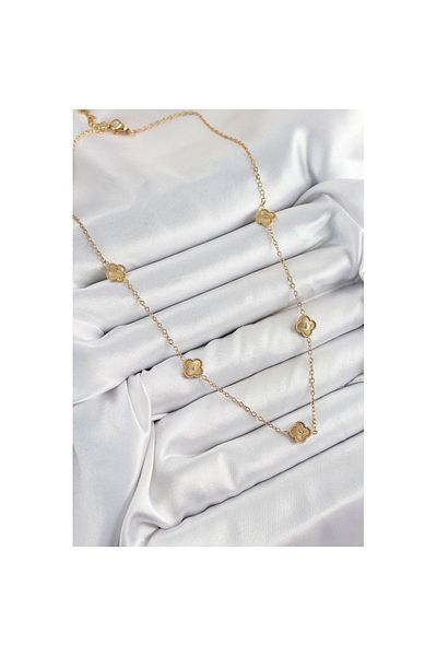 Skygo 316L Steel Clover Model Gold Color Women's Necklace - Tj-Bko10378