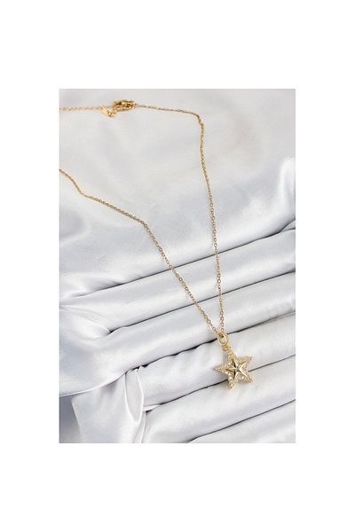Skygo 316L Steel Zircon Stone Star Model Gold Color Women's Necklace - Tj-Bko10357