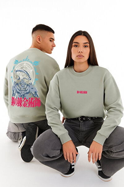By Caspita Fashion Lenithra Fullmetal Alchemist Brotherhood Alphonse Anime με στάμπα Unisex Oversize γκρι φούτερ