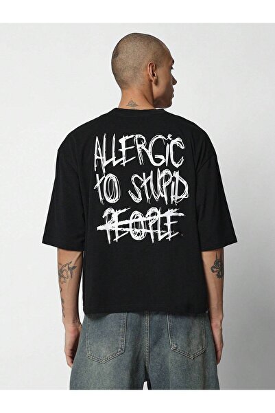 SVART WEAR Alergic la oameni idioti cu imprimeu supradimensionat Daily tricou...