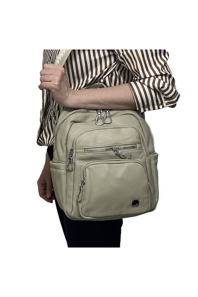 Micutz Women's Eco-Leather Satchel Backpack, Many Compartments, Micutz®, 25x30x12 cm, Cream