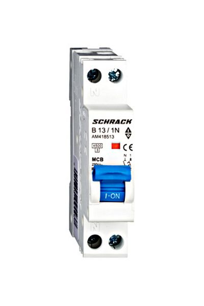 Eti Circuit breaker MCB, 1P+N, 13A, 4.5kA, curve B, AMPARO, AM418513--, Schrack