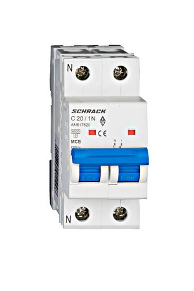 Eti Circuit breaker MCB, 1P+N, 20A, 6kA, curve C, AMPARO, AM617620--, Schrack