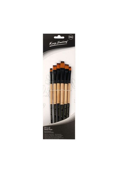 Art Tone Synthetic Flat Tip Brush Set 6 Pack