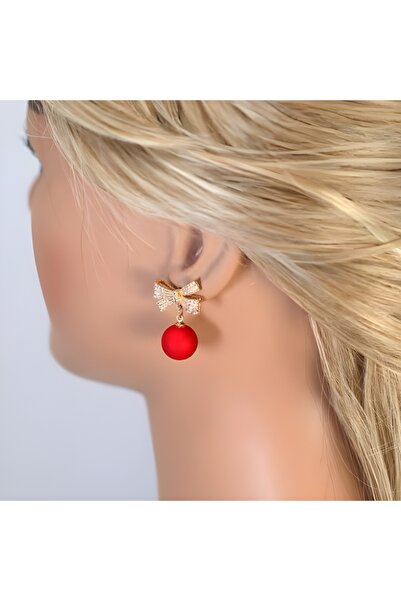 Tudivanyu Aksesuar Red New Year Earring Valentine's Day Gift