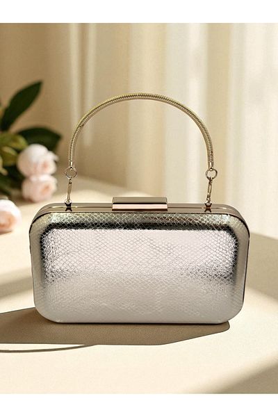 Biçanta Gold Gold Dore Color Snake Pattern Shiny Leather Women's Evening Dress Bag Wedding Engagement Graduation