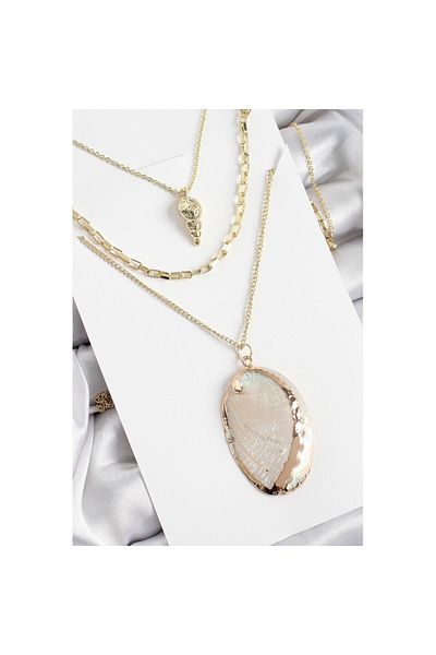 Skygo Brass Multiple Chain Oyster Model Gold Color Women's Necklace - Tj-Bko10371