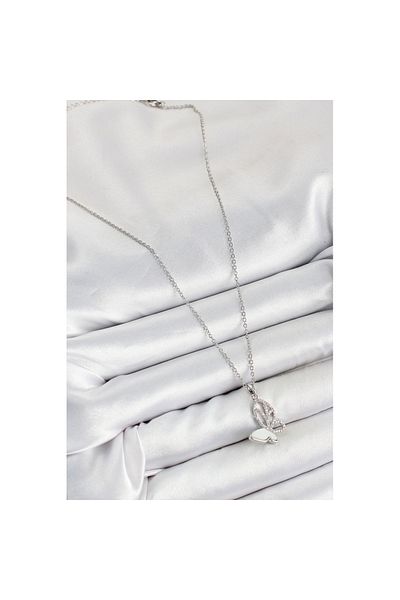 Skygo 316L Steel Zircon Stone Butterfly Model Silver Color Women's Necklace - Tj-Bko10360
