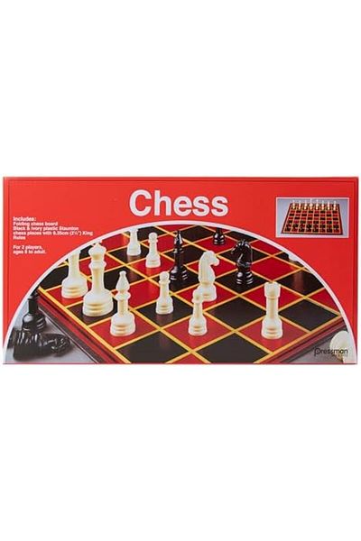 Pressman Chess Folding Board Game Red/Black/White, Standard