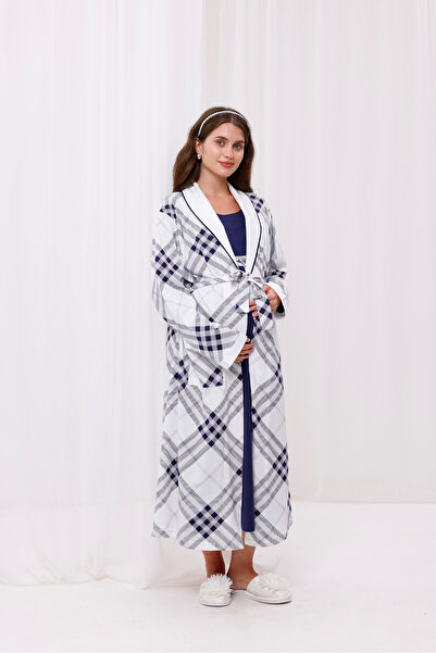 Yulem Homewear Σετ νυχτικών εγκυμοσύνης με μακρυμάνικο βαμβακερό νυχτικό σε μ...