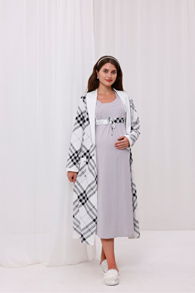 Yulem Homewear Set de 2 cămăși de noapte pentru maternitate, din bumbac, cu m...