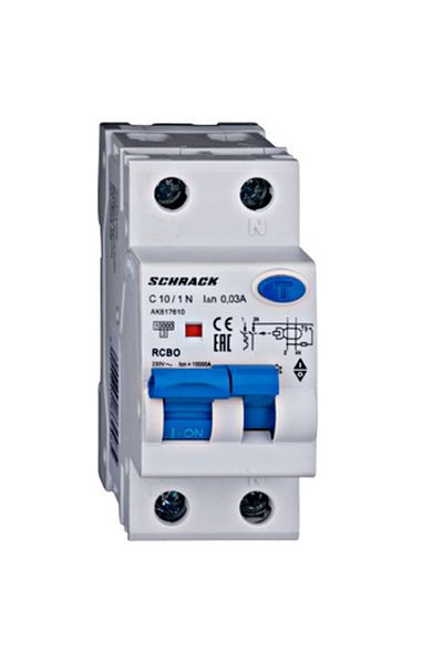 Eti RCBO, 1P+N, 10A, 30mA, 10kA, curve C, type A, AMPARO, AK617610--, Schrack