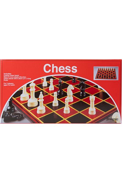 Pressman Chess Folding Board Game Red/Black/White, Standard