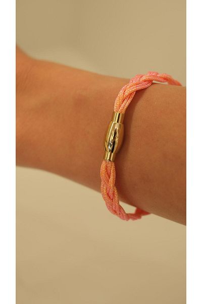 Jerie Silvery Knitted Detail Steel Magnet Rope Bracelet