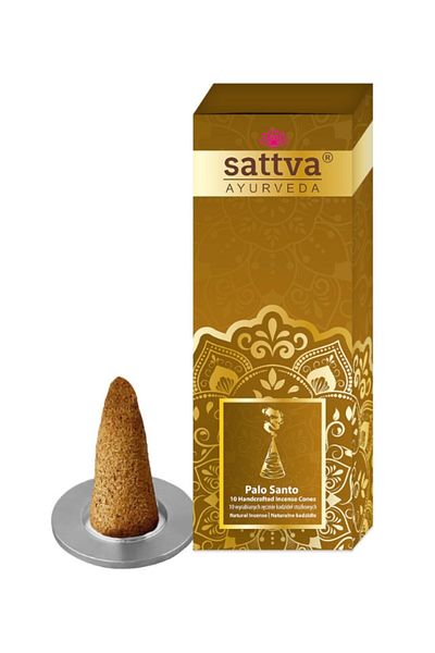Sattva Ayurveda Conuri parfumate Palo Santo cu suport, 10buc - Sattva Ayurveda