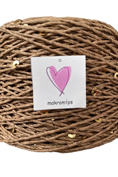 Makromİps PULLU PAYETLİ KAĞIT İP (250grX4)DOĞAL HASIR KRAFT TIĞ HOBİ EL ÖRGÜ İPİ ÇANTA SEPET SÜSLEME