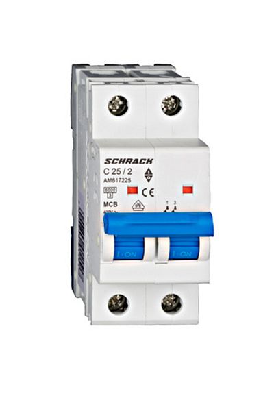 Eti Circuit breaker MCB, 2P, 25A, 6kA, curve C, AMPARO, AM617225--, Schrack