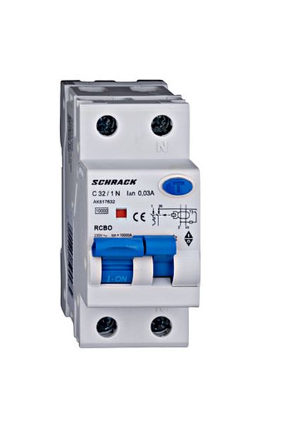 Eti RCBO residual current circuit breaker, 1P+N, 32A, 30mA, 10kA, curve C, type A, AMPARO, AK617632--, Schrack