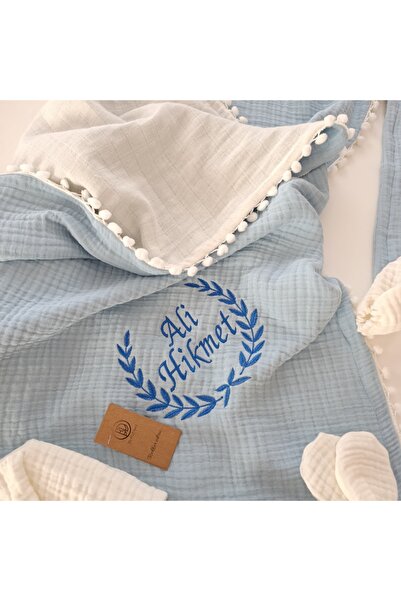 belladuri 6 Parça Müslin Hastane Çıkışı – İsme Özel Nakışlı Bebek Seti