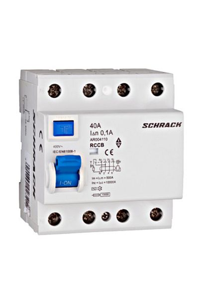 Eti RCCB, 4P, 40A, 100mA, 10kA, AC type, AMPARO, AR004110--, Schrack