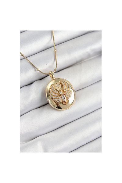 Skygo 316L Steel Chain Openable Phoenix Model Zircon Stone Gold Color Women's Necklace - Tj-Bko10375