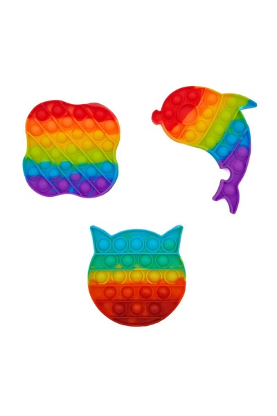 Shoplandu Popit Gökkuşağı Renkli Duyusal Disk Stres Oyuncağı 1 Adet Pop It