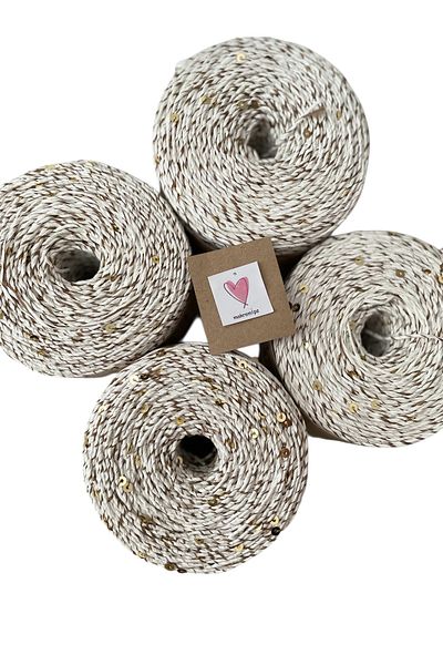 Makromİps Paper Yarn with Sequence Sequence (250Grx4) Natural Wicker Kraft Crochet Hobby Hand Knitting Yarn Bag Basket Decoration