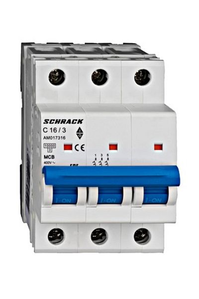 Eti Circuit breaker MCB, 3P, 16A, 10kA, curve C, AMPARO, AM017316--, Schrack
