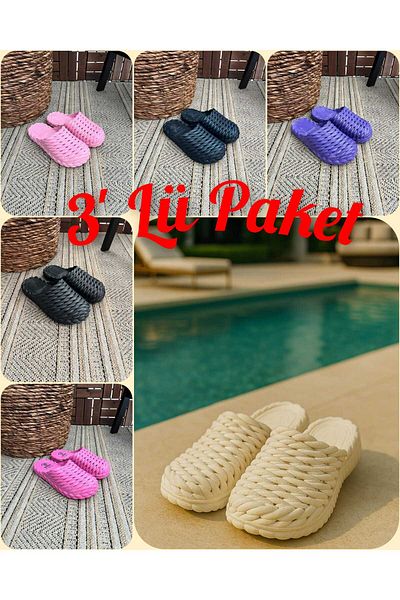 Behtah Kundura 3 Pack Closed Front Non-Slip Sole Soft Flexible Airblow Bathroom Balcony Beach Street Slippers